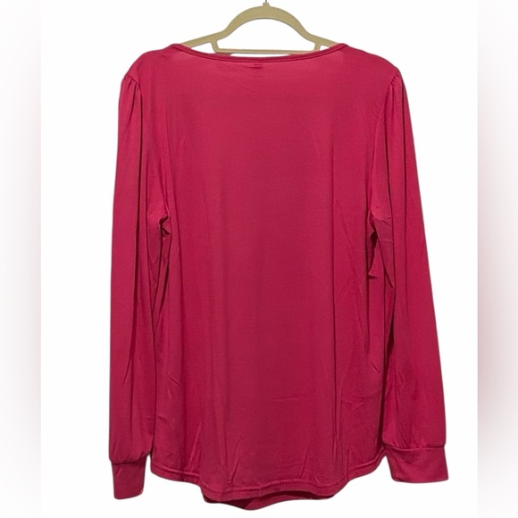 Funlingo Magenta Fuchsia Pleated Square Neck Tunic - Picture 2 of 5